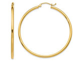 Large Hoop Earrings in 14K Yellow Gold 1 3/4 Inch (2.00 mm)